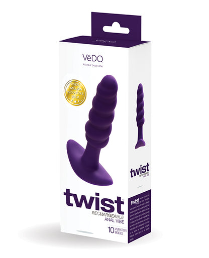 The front of the packaging for the Vedo Twist Vibrating Plug.