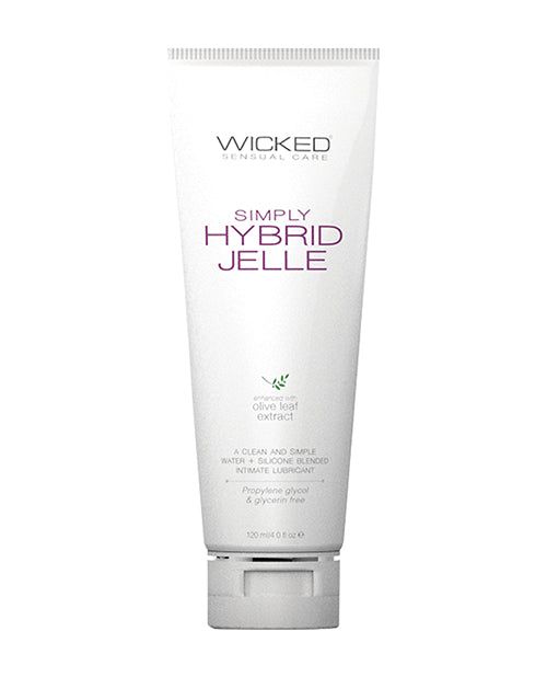 The front of the 4oz Wicked Simply Hybrid Jelle Lubricant.
