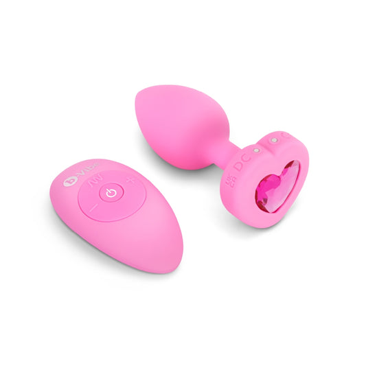 The pink Vibrating Heart Jewel Plug with Remote.