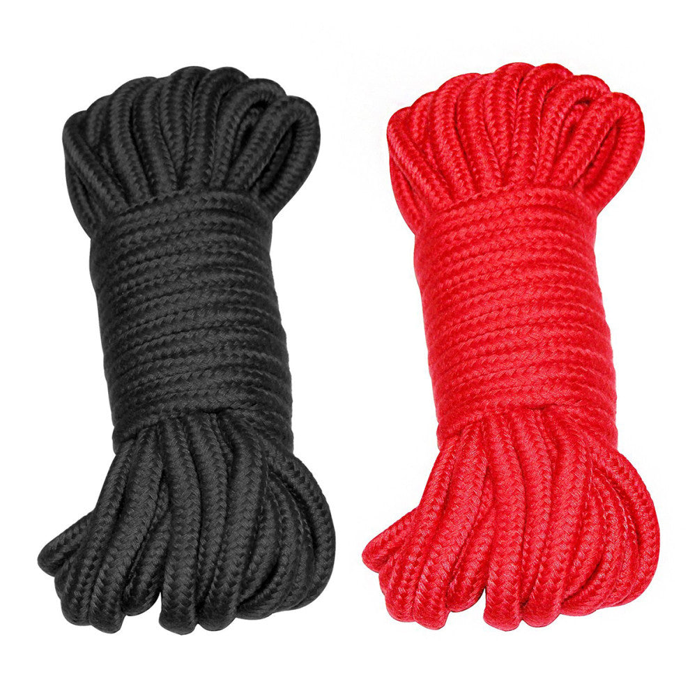A red and a black bundle of Shibari Soft Bondage Rope.