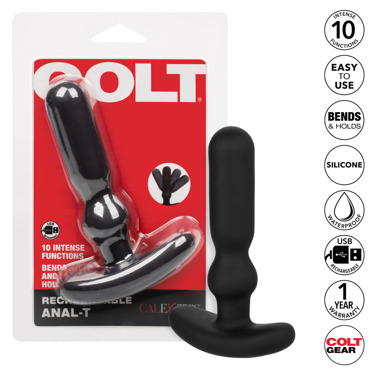 The Colt Rechargeable Anal-T Prostate Massager next to its packaging.