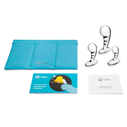 The Stainless Steel P-Spot Training Set with their carrying case, and directions.