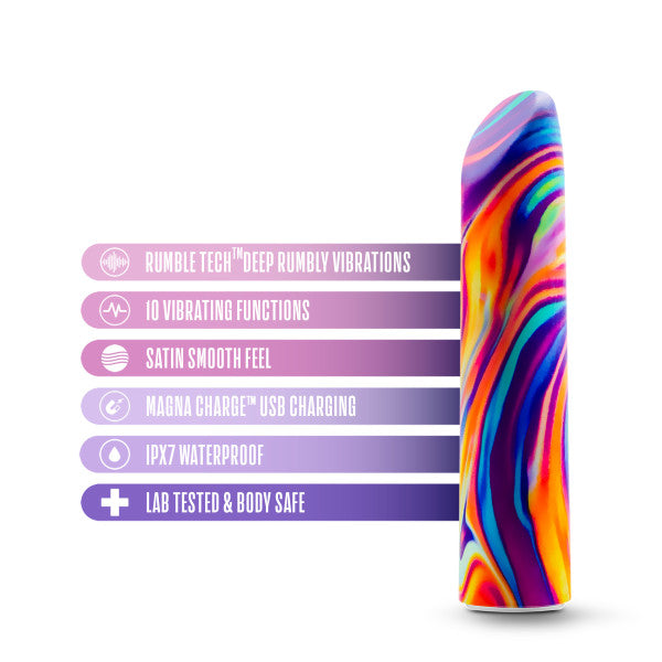 A graphic of the Psyche Rainbow Limited Addiction Power Vibe next to a list of its features.