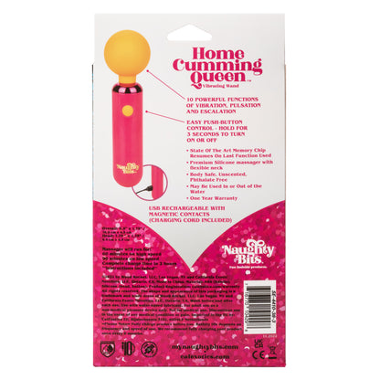 The back of the packaging for the Naughty Bits Home Cumming Queen.