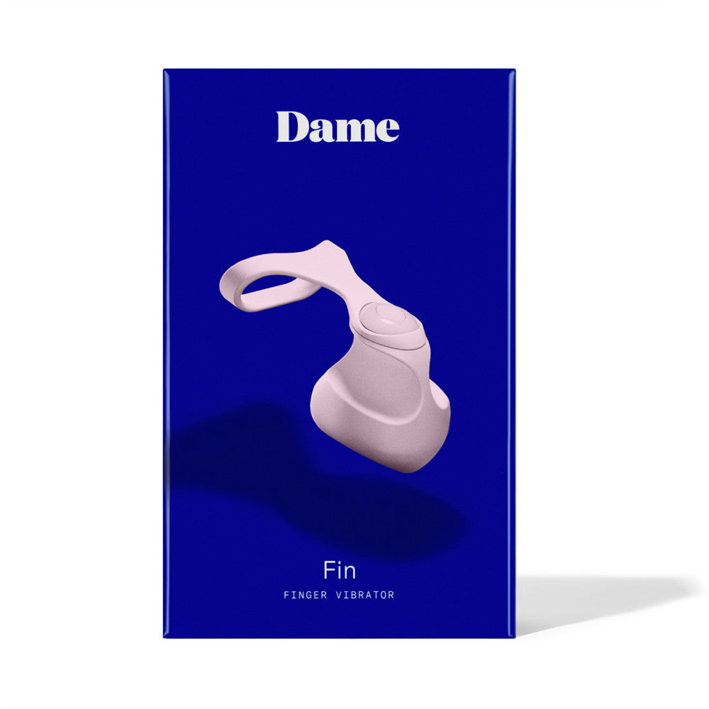 The packaging for the Dame Fin Finger Vibrator.