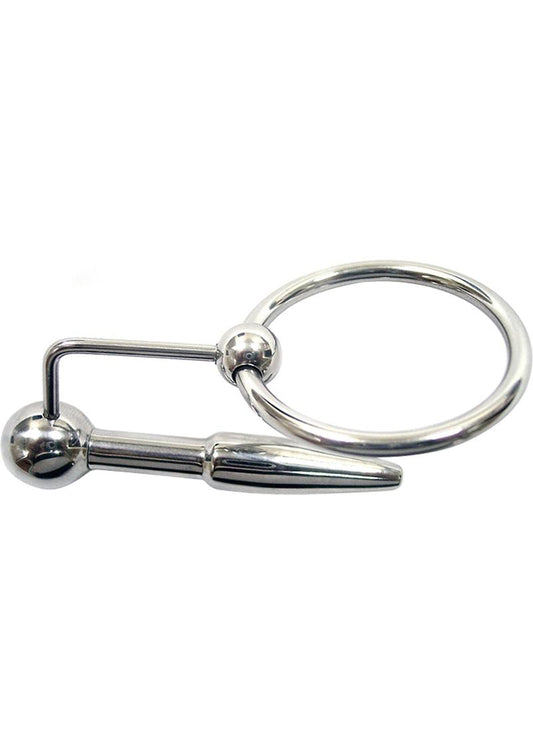 Rouge Urethral Stainless Steel Probe & Cock Ring - Silver