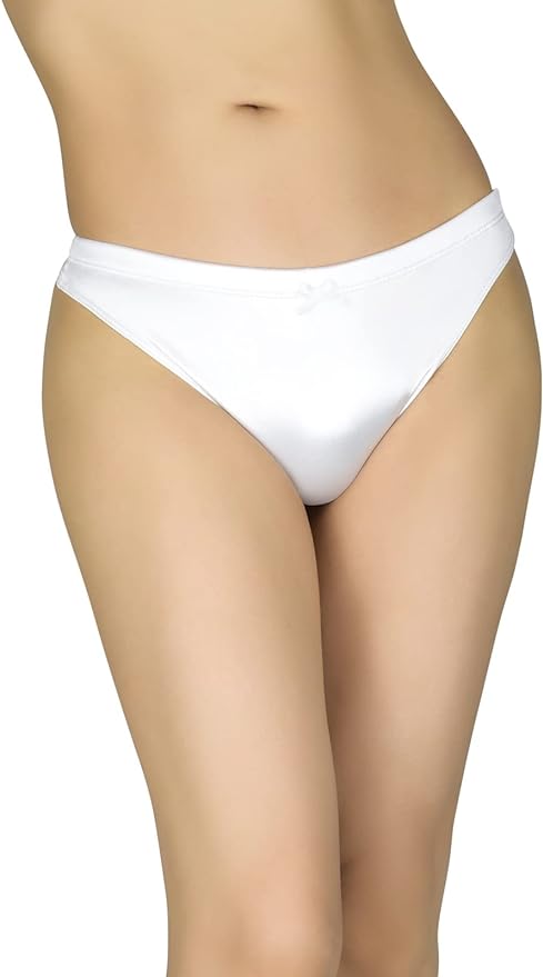 A model wearing the white Classic Satin Gaff, front view.