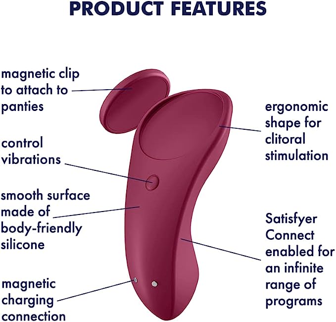 The product features of the Satisfyer Sexy Secret Panty Vibe.