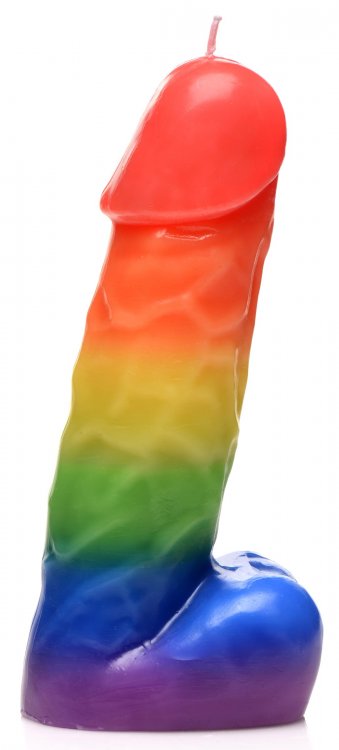 The rainbow Pecker Dick Drip Candle.