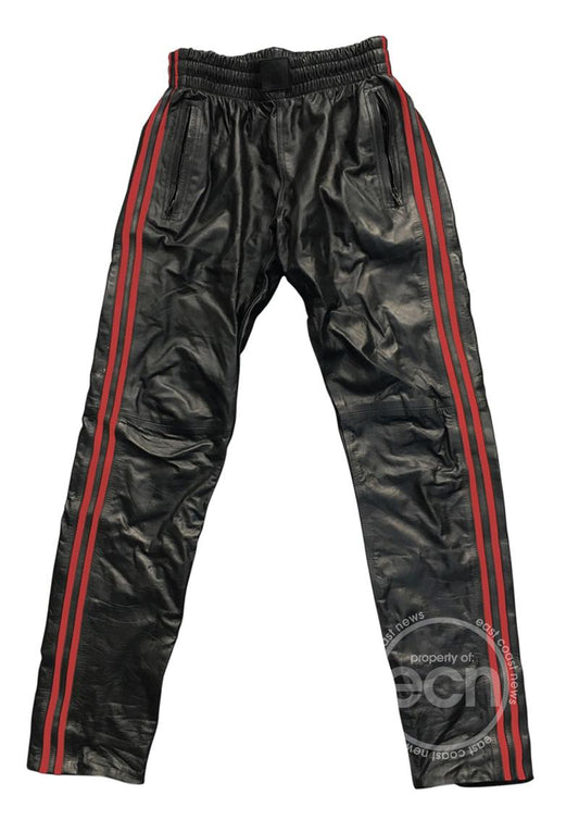 Prowler RED Leather Joggers - Black/Red