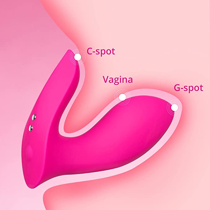 An illustration showing that the Lovense Flexer can reach the C-spot, vagina and the G-spot.