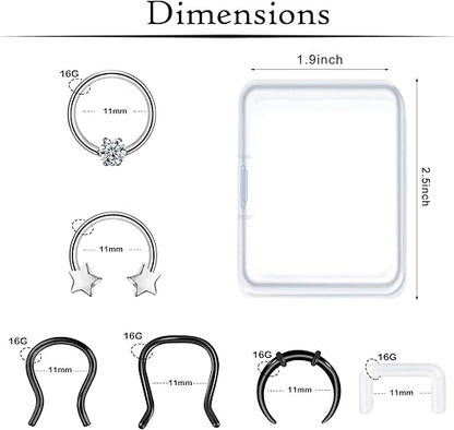 16 Gauge Assorted Septum Rings