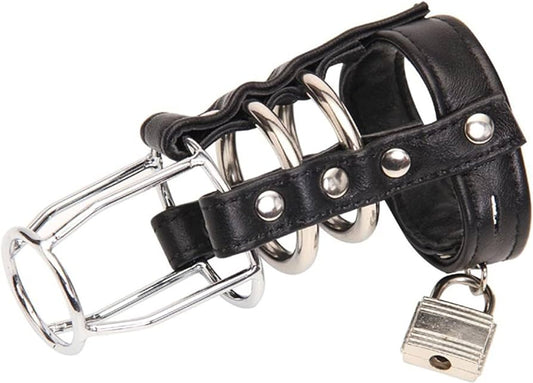Locking Leather Cock Cage