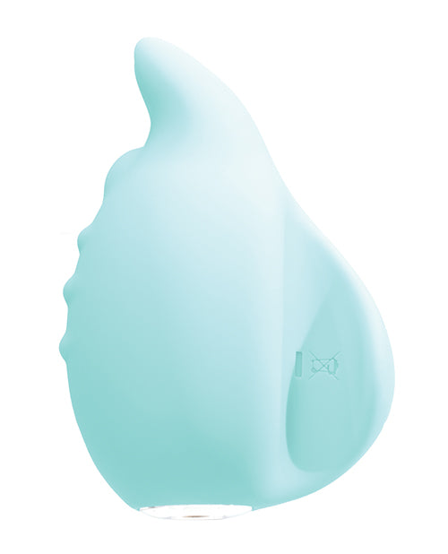 A side view of the turquoise Vedo Huni Finger Vibe.