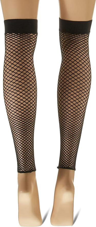 The Industrial Net Footless Thigh Highs on a mannequin's legs, rear view.