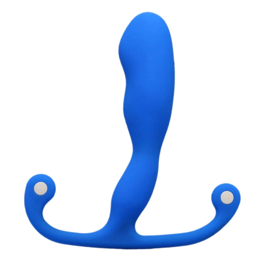 The blue Aneros Helix Syn Trident Prostate Massager.