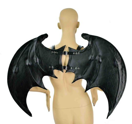 The Leather Bat Wings on a mannequin, rear view.