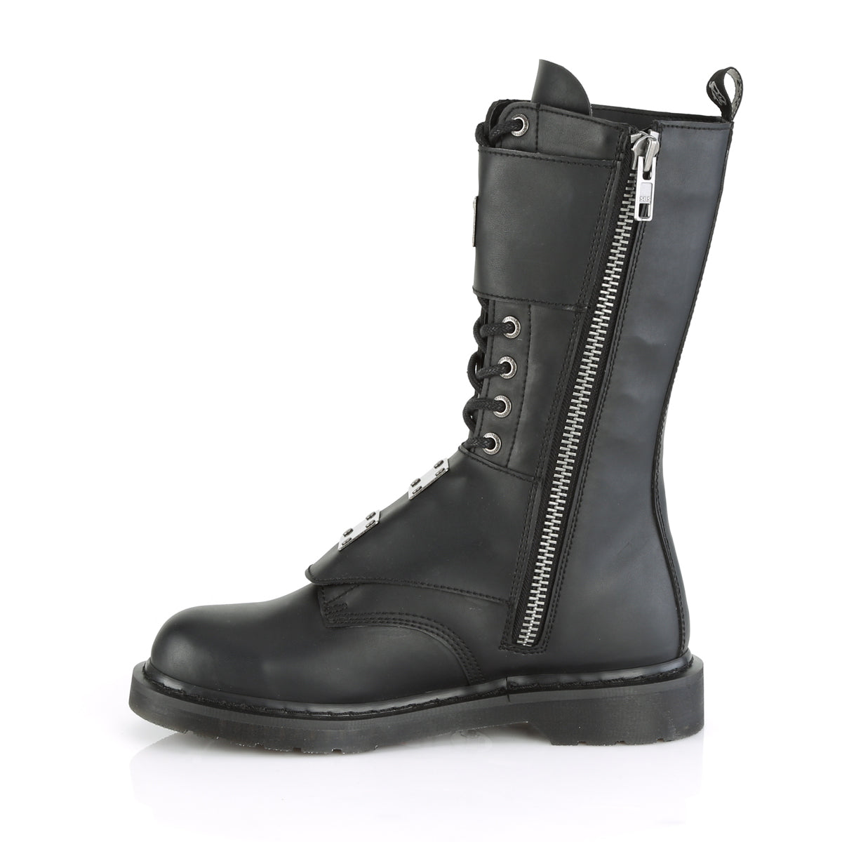 	 BOLT345/BVL BVL(Blk V. Leather) *1 1/4" Heel 14 Eyelet Mid-Calf Combat Boot