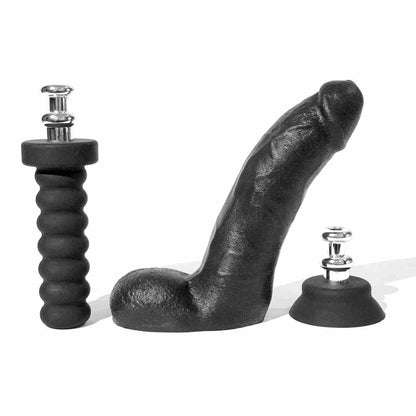 The 8 inch Boneyard Silicone Cock Set with separate handle and suction cup.