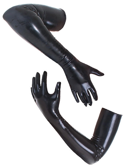 Black Moulded Shoulder Length Latex Gloves