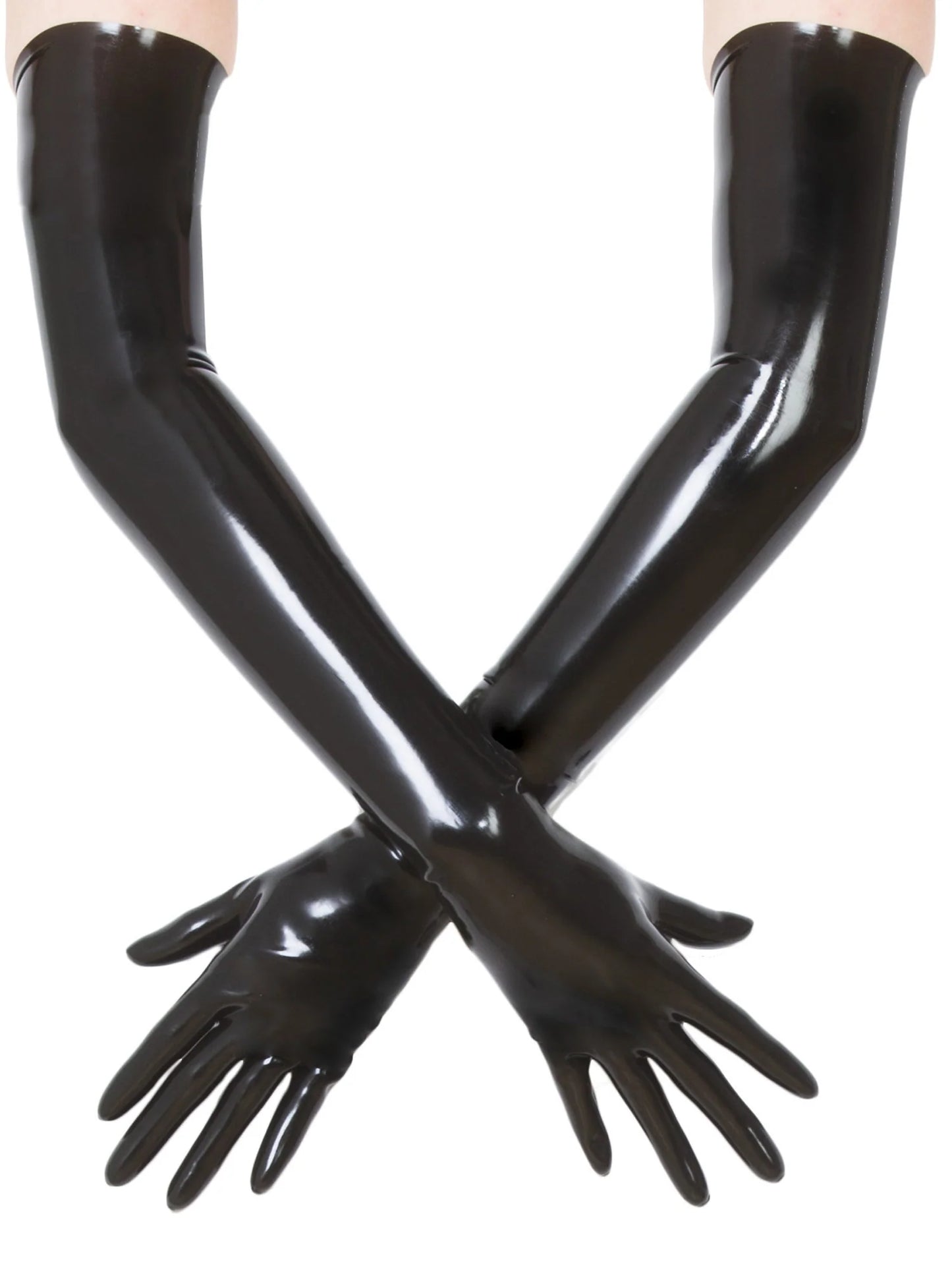 Black Moulded Shoulder Length Latex Gloves