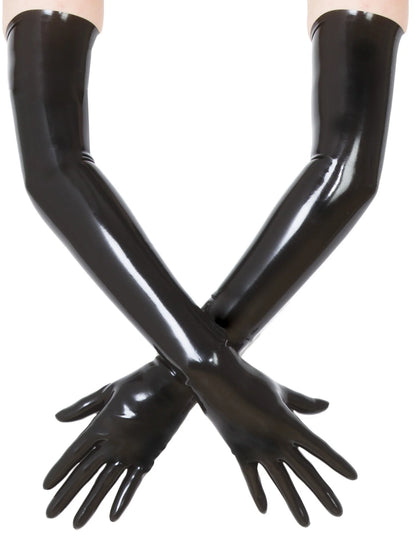 Black Moulded Shoulder Length Latex Gloves