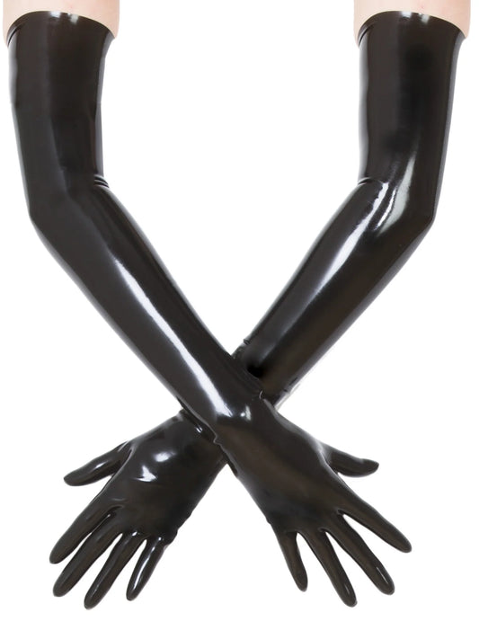 Black Moulded Shoulder Length Latex Gloves