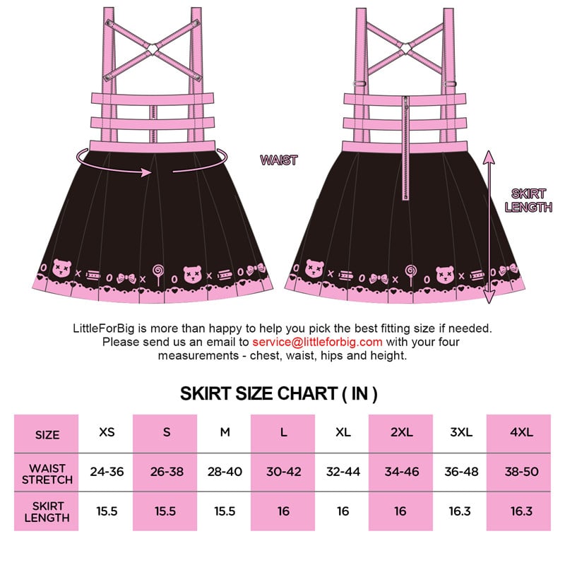 Bondage Teddy Bear Overall Skirt Size Chart