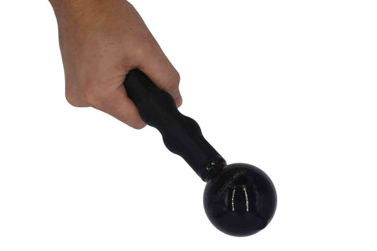 Great for delivering just a hint of pain and a massage sensation
-Smooth wooden ball with black varnish, delivers a comfortable bong
-Good for testicle play
-Ergonomic handle
-Ball measures 2”, handle measures 6.5”