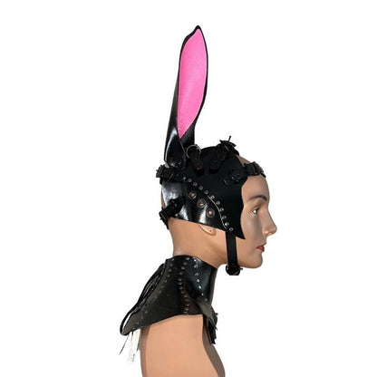 right side of black bunny head harness