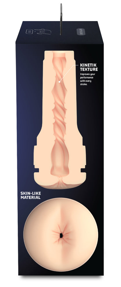 The left side of the packaging which shows a cross cut of the Pale Butt Kiiroo Feel Stroker.