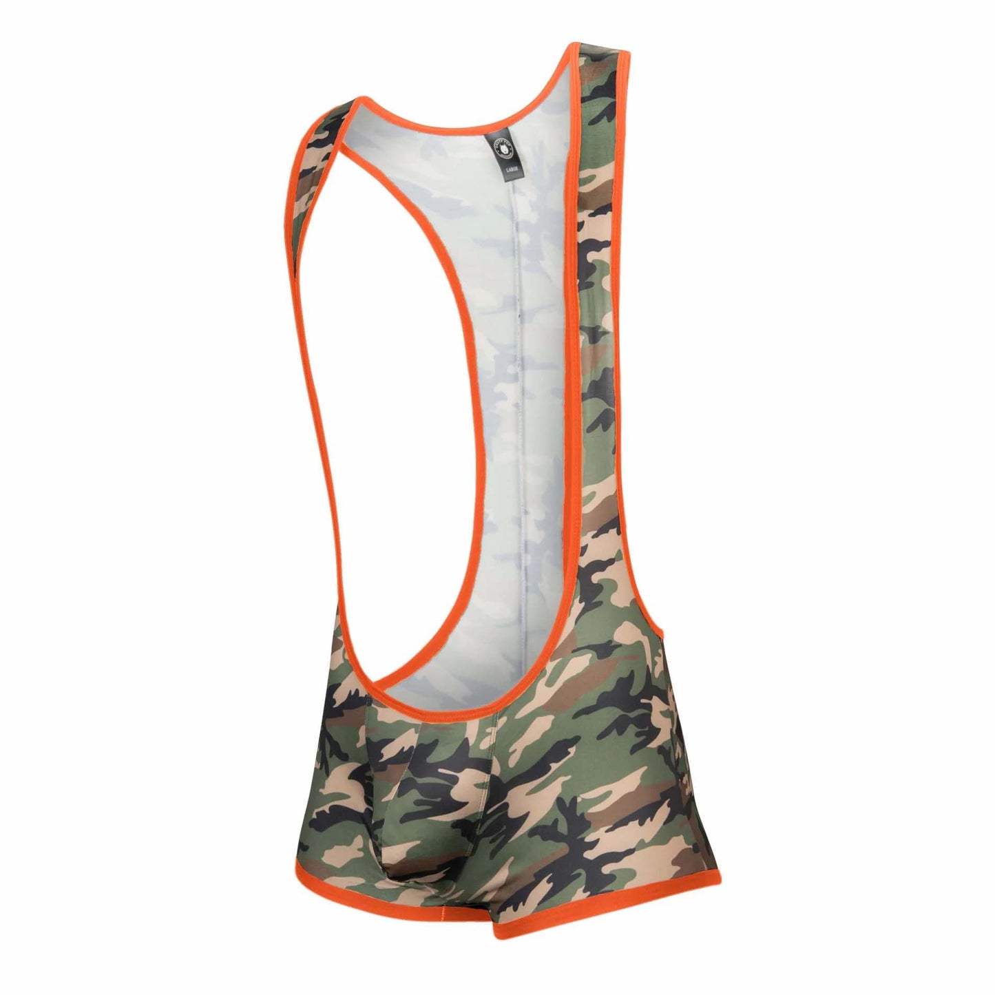 The Combat Assless Mesh Singlet, front and side view.