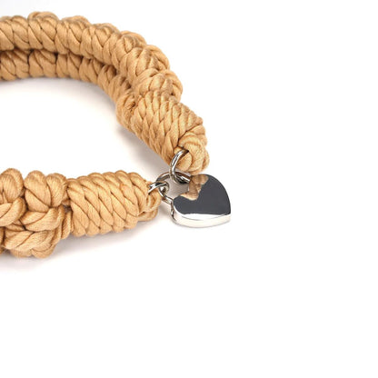 The Bound 2 You II Shibari Rope Collar with heart shaped Padlock, rear view of the lock.