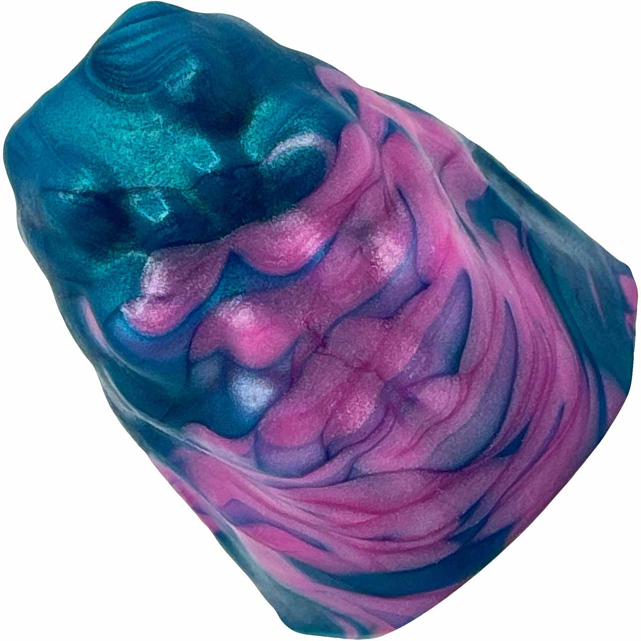 The back of the Pearl Pink & Mermaid Blue Fingo Grinder.