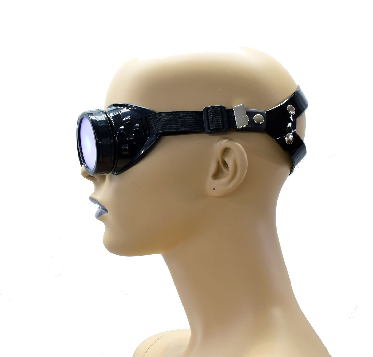 The left side view of the Blind Goggles on a mannequin head.