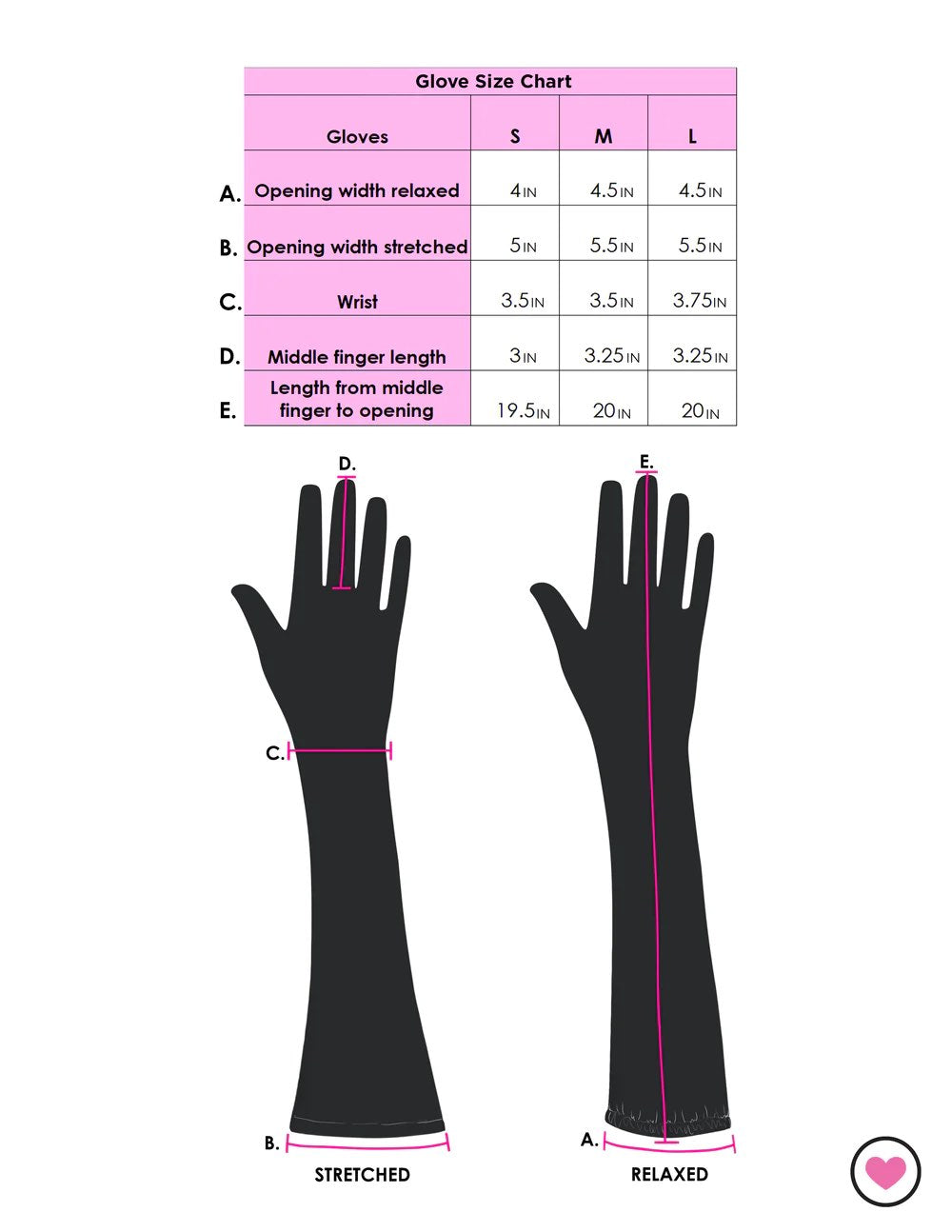 Glove size chart.