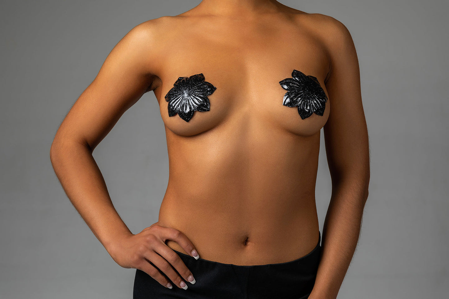 Blissidys Deluxe Reusable Hollywood Pasties Black on Body