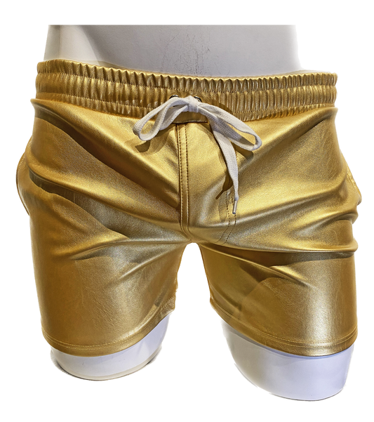 Knobs by Ryan Hill San Francisco Metallic Faux Leather Shorts - Gold -Size Large