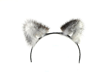 Grey Mink Fur Ear Headband.