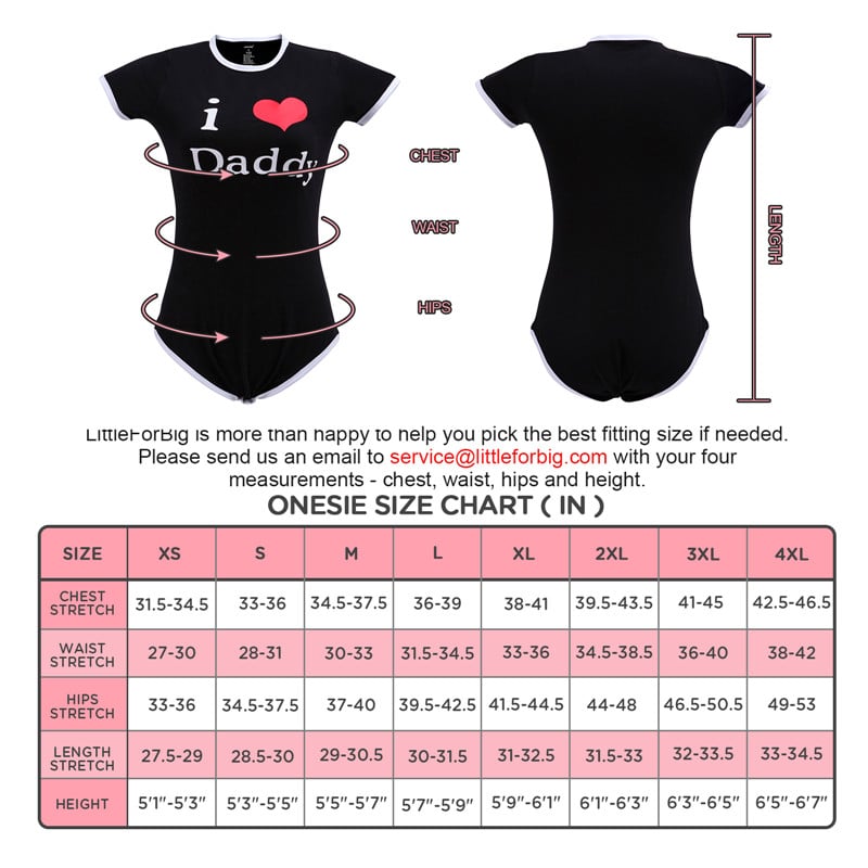 I❤Daddy Onesie Bodysuit Size Chart