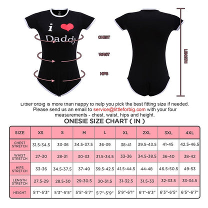 I❤Daddy Onesie Bodysuit Size Chart