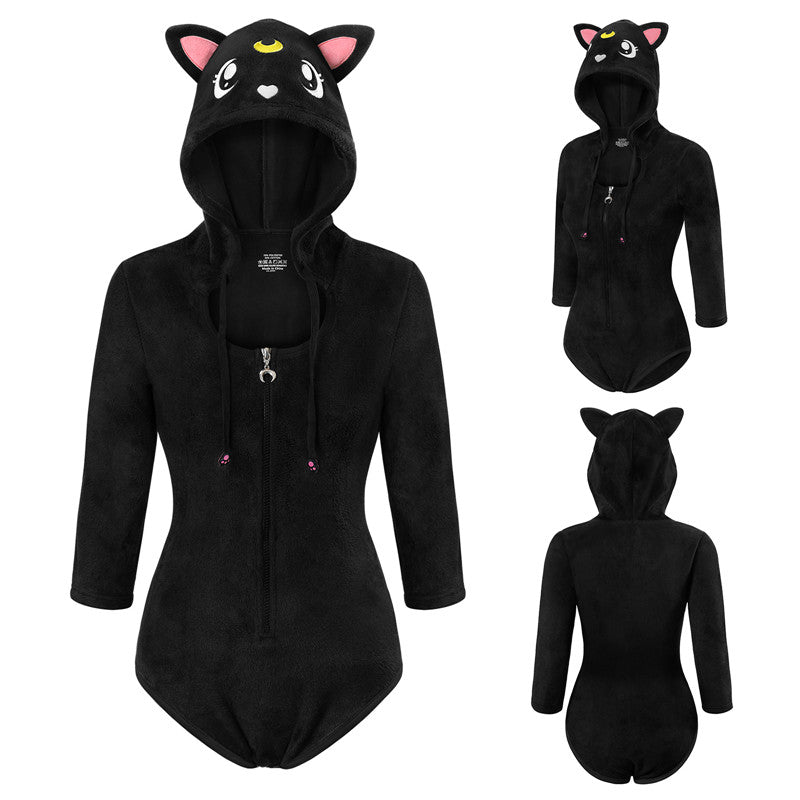 Little for Big Black Cat Luna Onesie Bodysuit