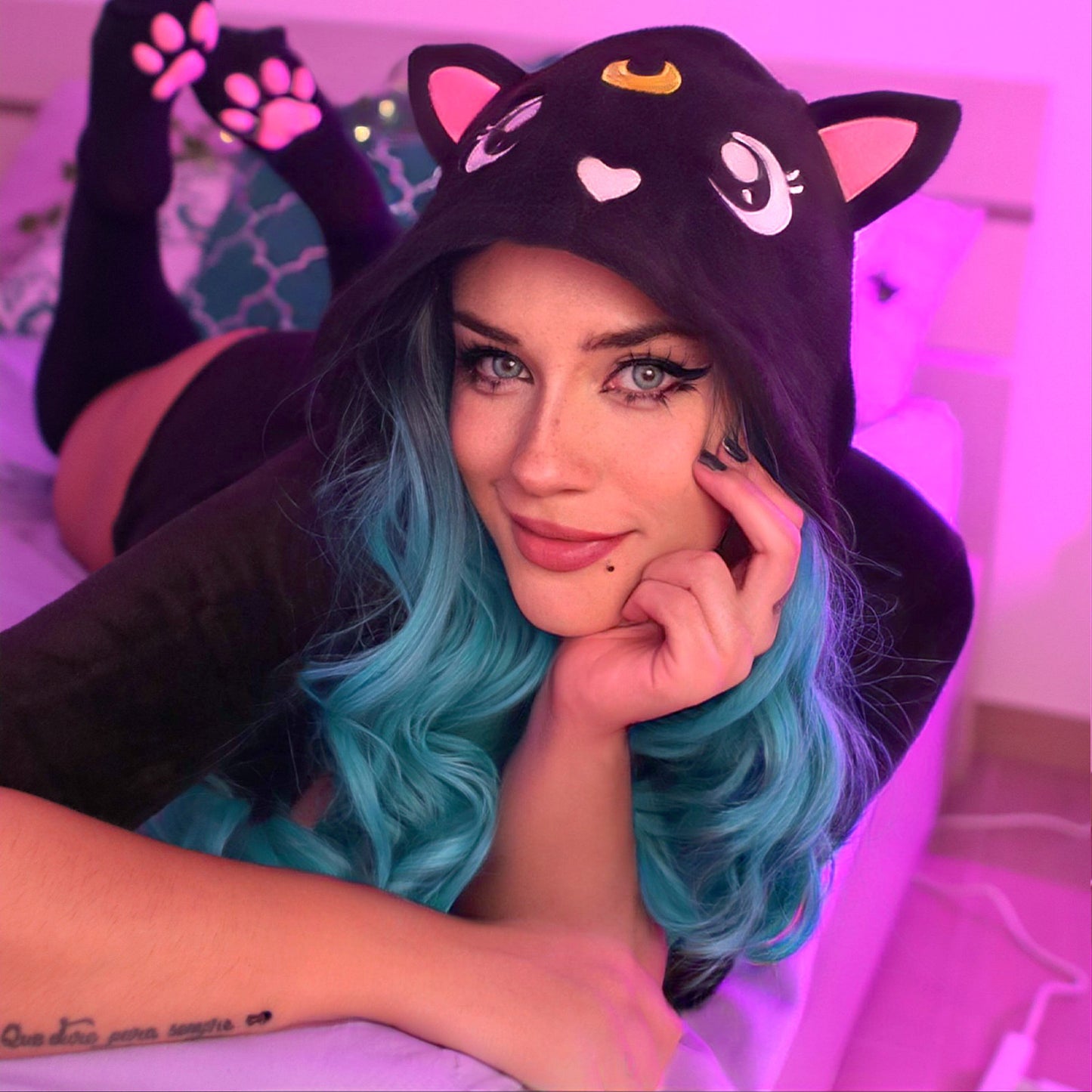 Little for Big Black Cat Luna Onesie Bodysuit