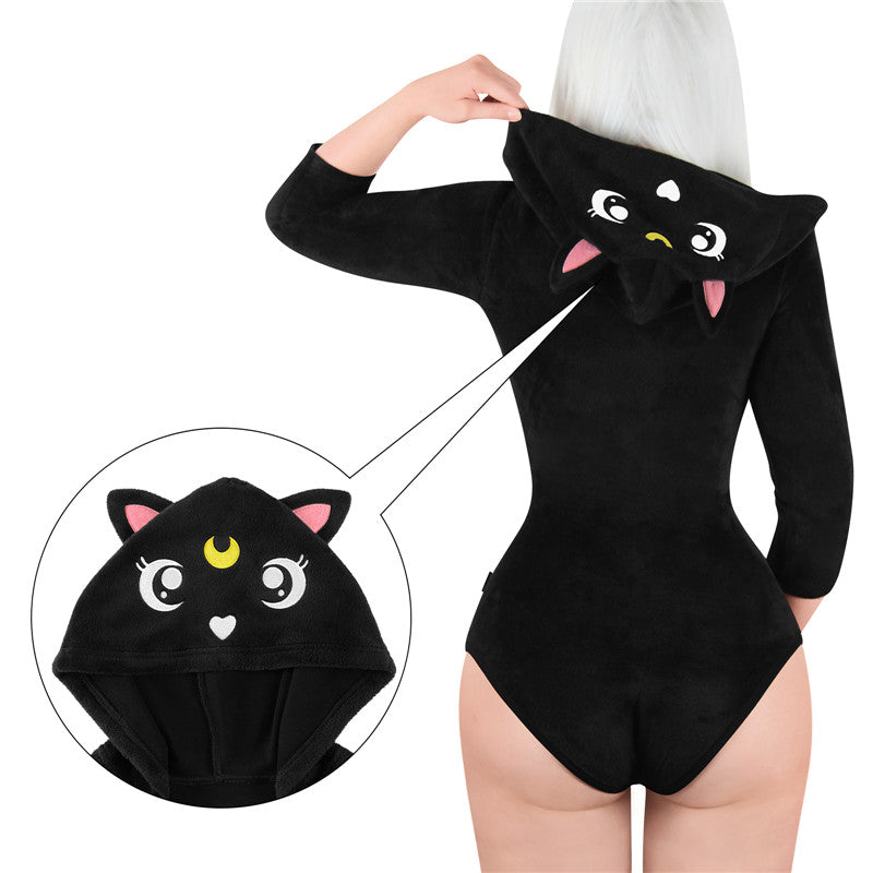 Little for Big Black Cat Luna Onesie Bodysuit