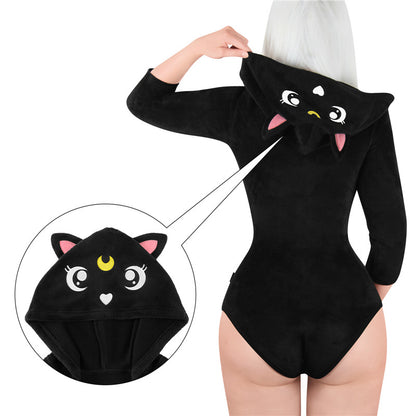 Little for Big Black Cat Luna Onesie Bodysuit