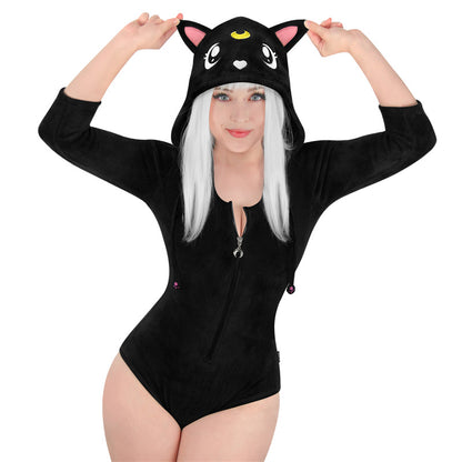 Little for Big Black Cat Luna Onesie Bodysuit
