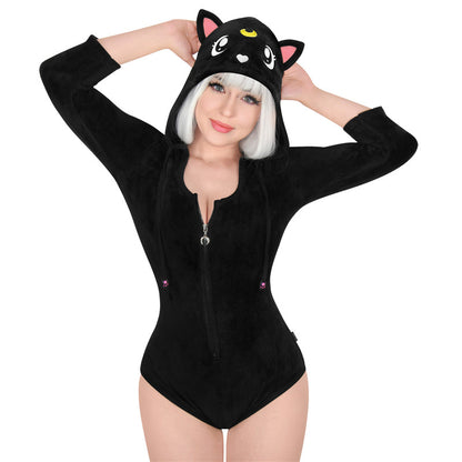 Little for Big Black Cat Luna Onesie Bodysuit