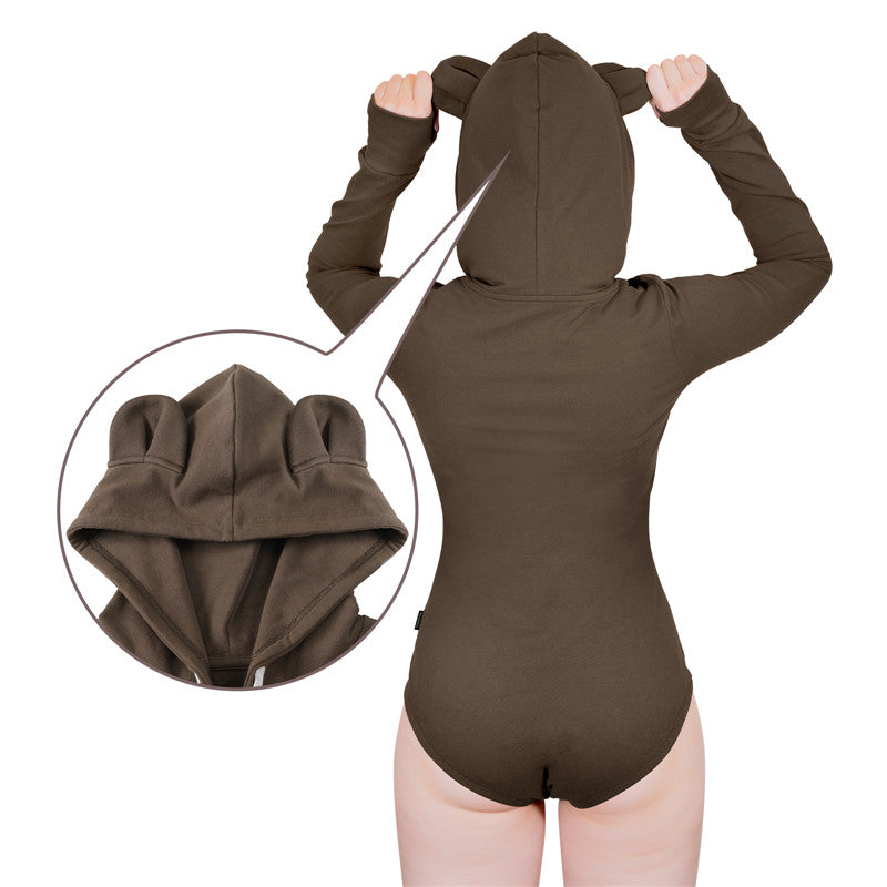 Little for Big Cozy Bear Hoodie Sweatshirt Onesie Brown