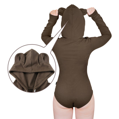 Little for Big Cozy Bear Hoodie Sweatshirt Onesie Brown