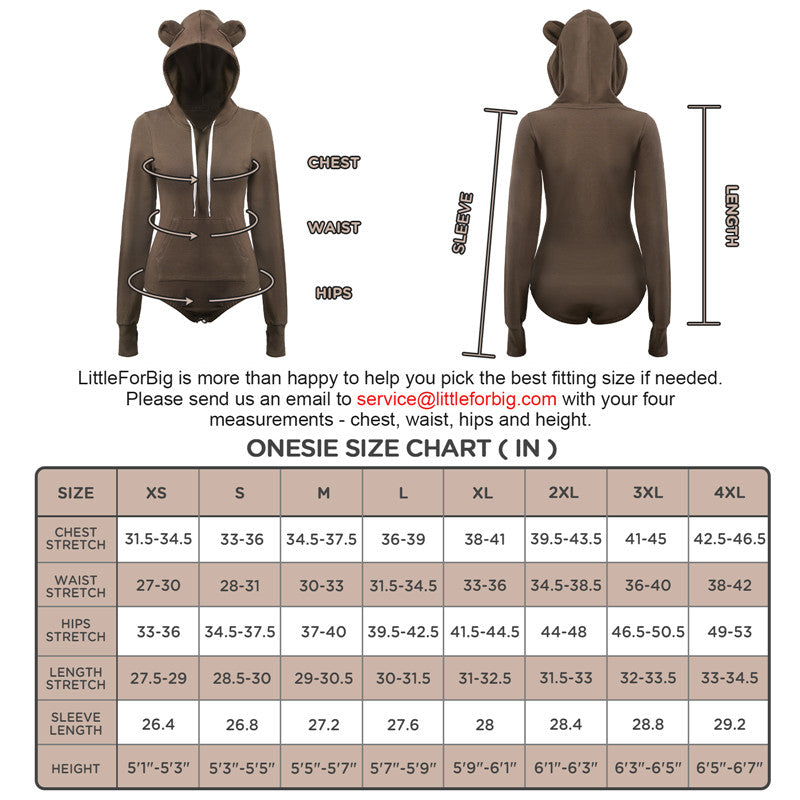 Little for Big Cozy Bear Hoodie Sweatshirt Onesie Brown